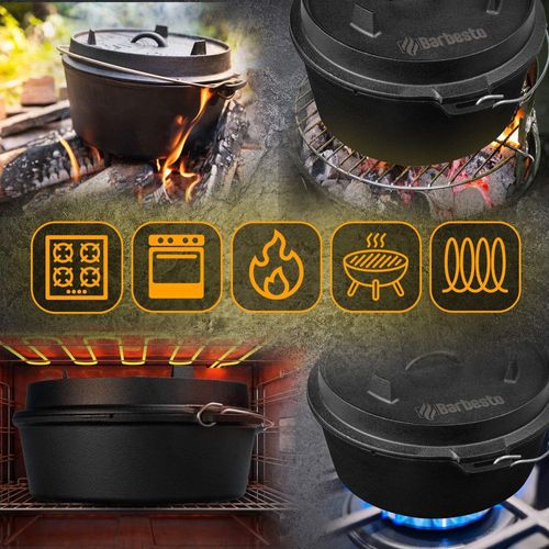 Cocotte Dutch Oven Avec Couvercle Et Anse En Fonte Noir