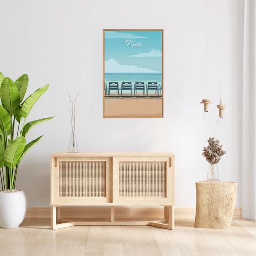 Tableau mural encadré illustration chaises Nice 65x97