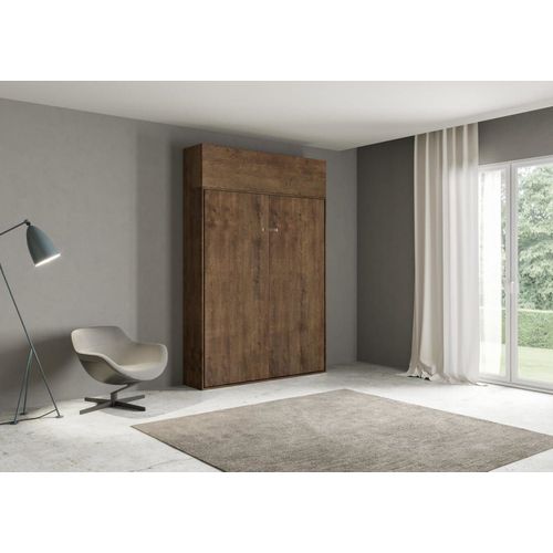 Lit Escamotable Vertical 120 Av.Èlèment Haut Effet Bois Noyer