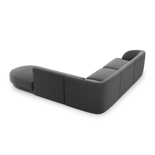 Canapé D'angle Droit 6 Places En Tissu Velours Gris