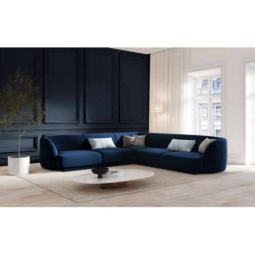 Canapé D'angle Symétrique 5 Places En Tissu Velours Bleu Roi