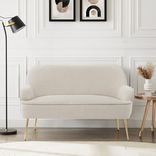 Canapé Droit En Tissu 2 Places Beige