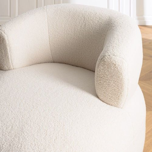 Fauteuil En Tissu Bouclette Écru Assise Arrondie