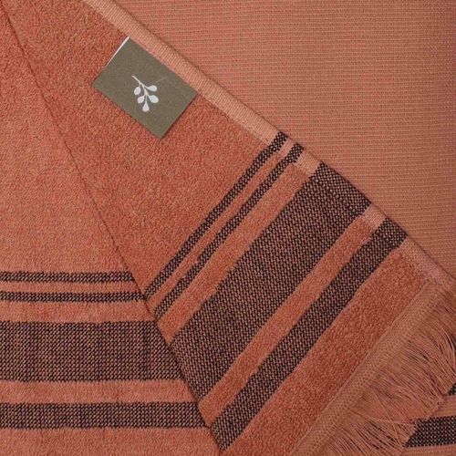 Fouta Éponge Coton Rose Argile & Noir 100x180