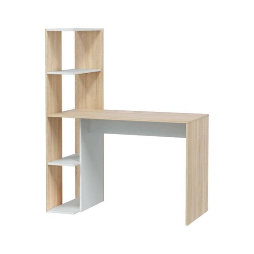 Bureau Effet Bois Beige, Blanc 153x52 Cm