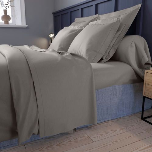 Drap Housse Satin De Coton Coloris Gris 160x200 Cm