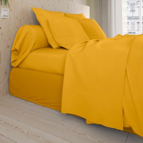 Drap Housse Coton Jaune 160x200 Cm