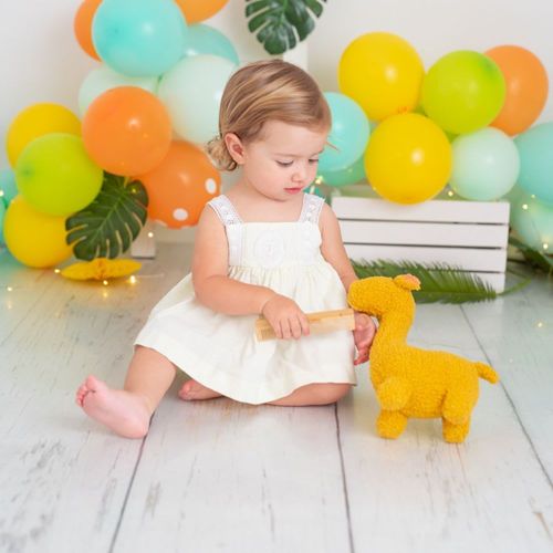 Peluche bébé girafe 100% coton hipoallergenic jaune
