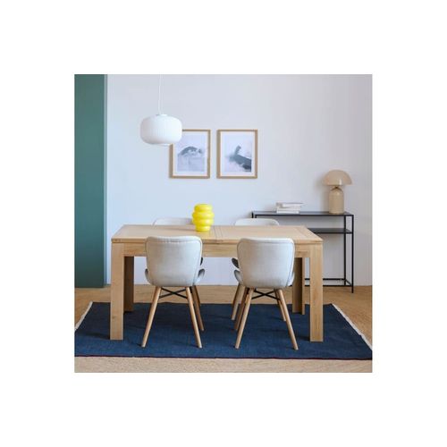 Table Rectangulaire À Rallonges L160/240 + 4 Chaises Tissu Amande