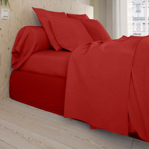 Drap Housse Coton Rouge 90x190 Cm
