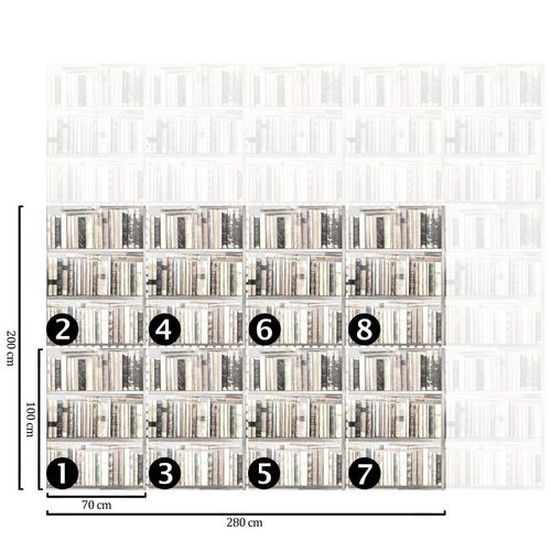 Papier Peint Livres Blancs,papier écologique fin,200x280cm,8 feuilles