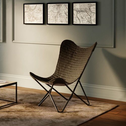 Fauteuil Papillon En Cuir De Chèvre Marron