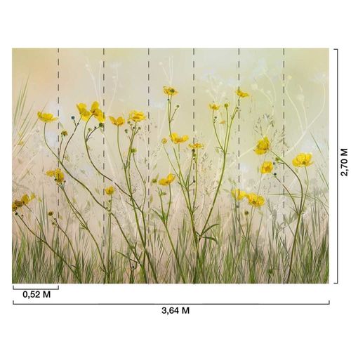 Papier peint fleurs jaunes 364x270 cm