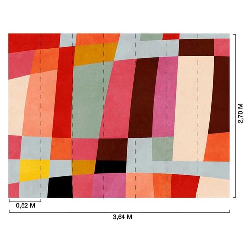 Papier peint damier coloré 364x270 cm