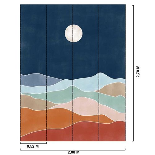 Papier peint lune bleu 208x270 cm