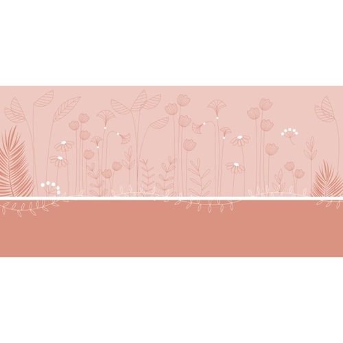 Papier peint panoramique enfant mélodie des plantes rose 225x250cm