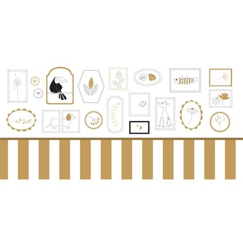 Papier peint panoramique enfant petits explorateurs jaune 450x250cm