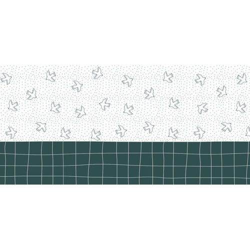 Papier peint panoramique enfant oiseaux vert 375x250cm