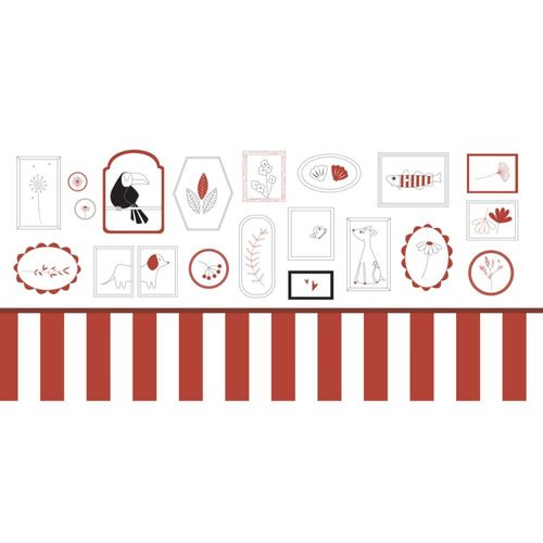 Papier peint panoramique enfant petits explorateurs rouge 225x250cm