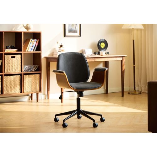 Chaise De Bureau En Bois Et Simili Noir