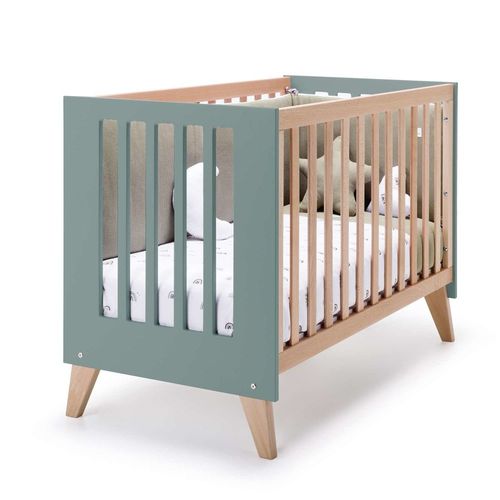 Lit Bébé Cododo-Lit D'enfant-Bureau 60x120 Cm (4en1) Bois/Vert