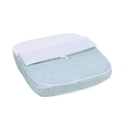 Berceau Ovale En Bois 55x70 Cm Avec Matelas Et Textile Vert-Menthe