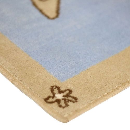 Tapis Avec Petit Ourson Et Lapin Bleu Et Beige 60x100