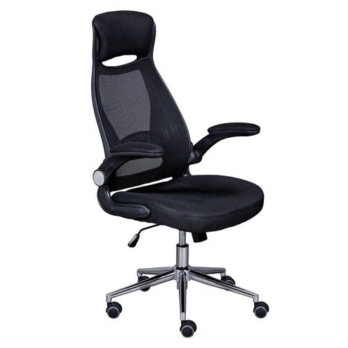 Fauteuil De Bureau Tissu Mesh Noir Et Appui-Tête Pieds Chromés