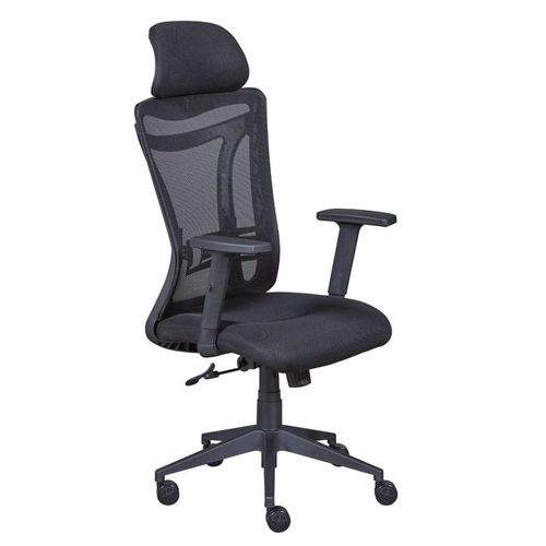 Fauteuil De Bureau Tissu Mesh Noir Et Appui-Tête