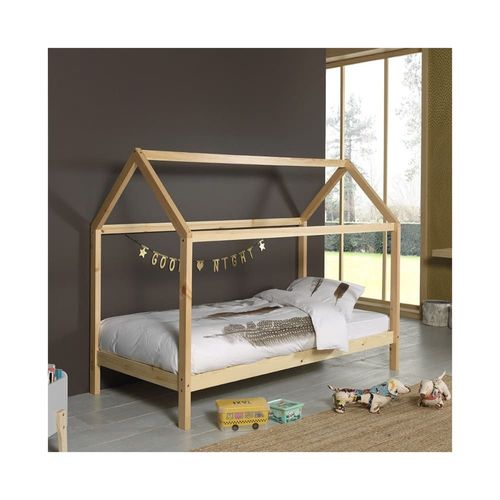 Lit Cabane 90x200cm En Pin Massif Naturel