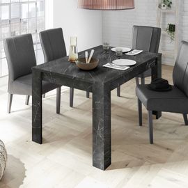 Table Repas Extensible Aspect Marbre Gris Anthracite