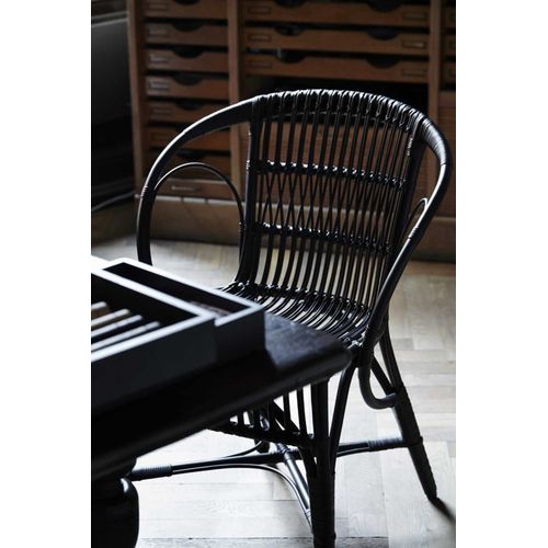 Chaise Repas En Rotin Noir Mat