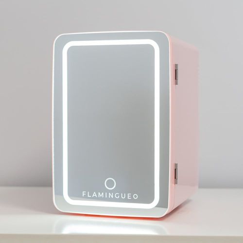 Mini Frigo Cosmétique 6,5L avec Miroir et LED 12V/220V Rose