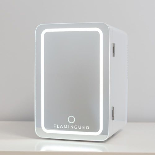 Mini Frigo Cosmétique 6,5L avec Miroir et LED 12V/220V Blanc
