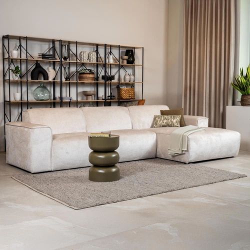 Canapé D'angle 5 Places En Tissu Beige
