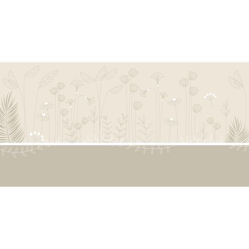Papier peint panoramique enfant mélodie des plantes beige 150x250cm