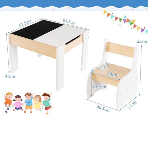 Ensemble Table Et Chaises Enfants Plateau Rabattable