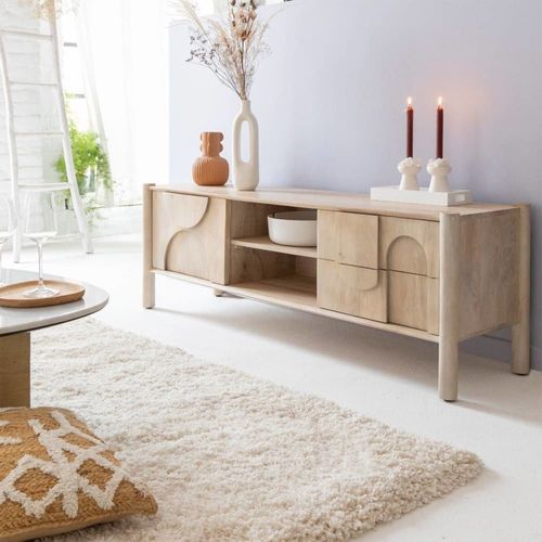 Meuble Tv En Bois Marron 150 Cm