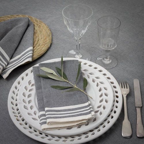 Serviette De Table (X4) Coton Gris Moyen 45x45