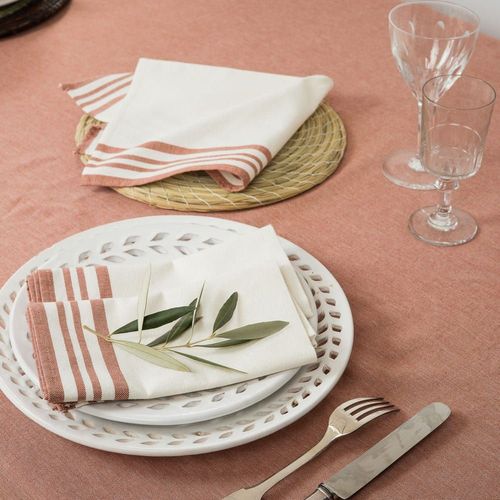 Serviette De Table (X4) Coton Blanc & Rouge 45x45