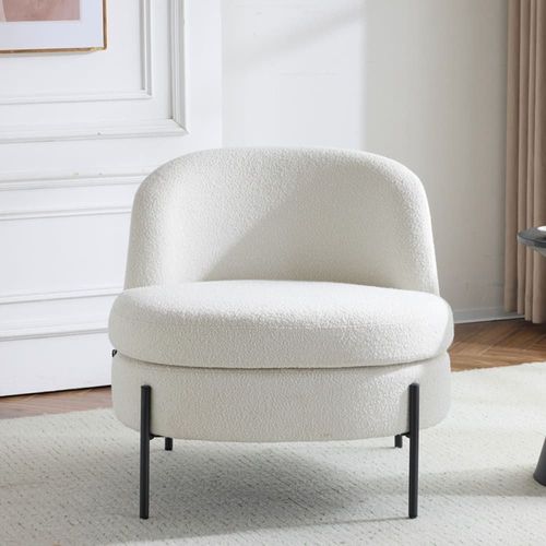 Fauteuil En Tissu Bouclé Beige