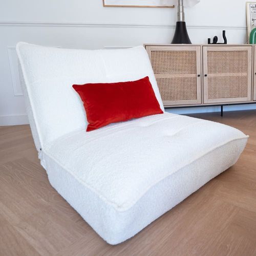 Fauteuil Lounge En Tissu Bouclé Beige