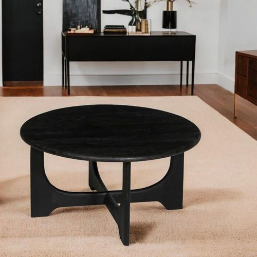 Table Basse En Acacia Massif Vernis Teinté Noir