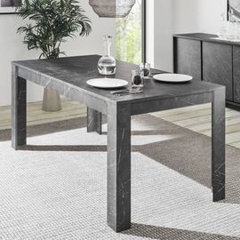 Table Repas Rectangulaire 180cm Aspect Marbre Gris Anthracite