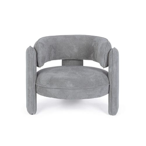 Fauteuil Design Arrondi En Tissu Gris