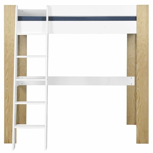 Pack Lit Mezzanine 2 Places Avec Matelas Blanc Et Bois 120x190 Cm