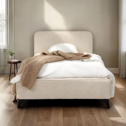 Lit Double En Tissu Chenille, Blanc, 90 X 190 Cm