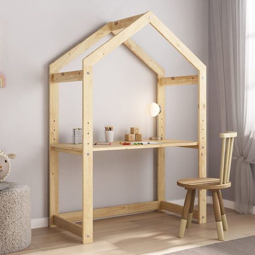 Bureau Enfant En Bois Massif, Coloris Naturel
