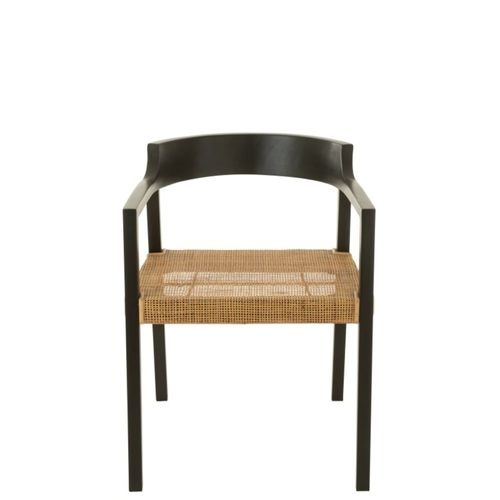 Chaise Avec Accoudoirs En Bois De Teck Noir 55x55x71 Cm