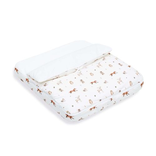 Berceau Ovale En Bois 55x70 Cm Avec Matelas Et Textile Imprimé Jungle